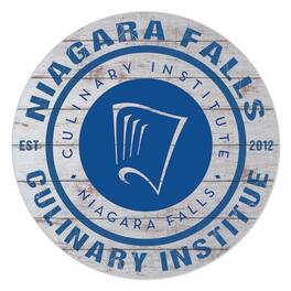 Jardine - Niagara Falls Culinary Institute 20'' x 20'' Indoor/Outdoor Weathered Circle Sign - White