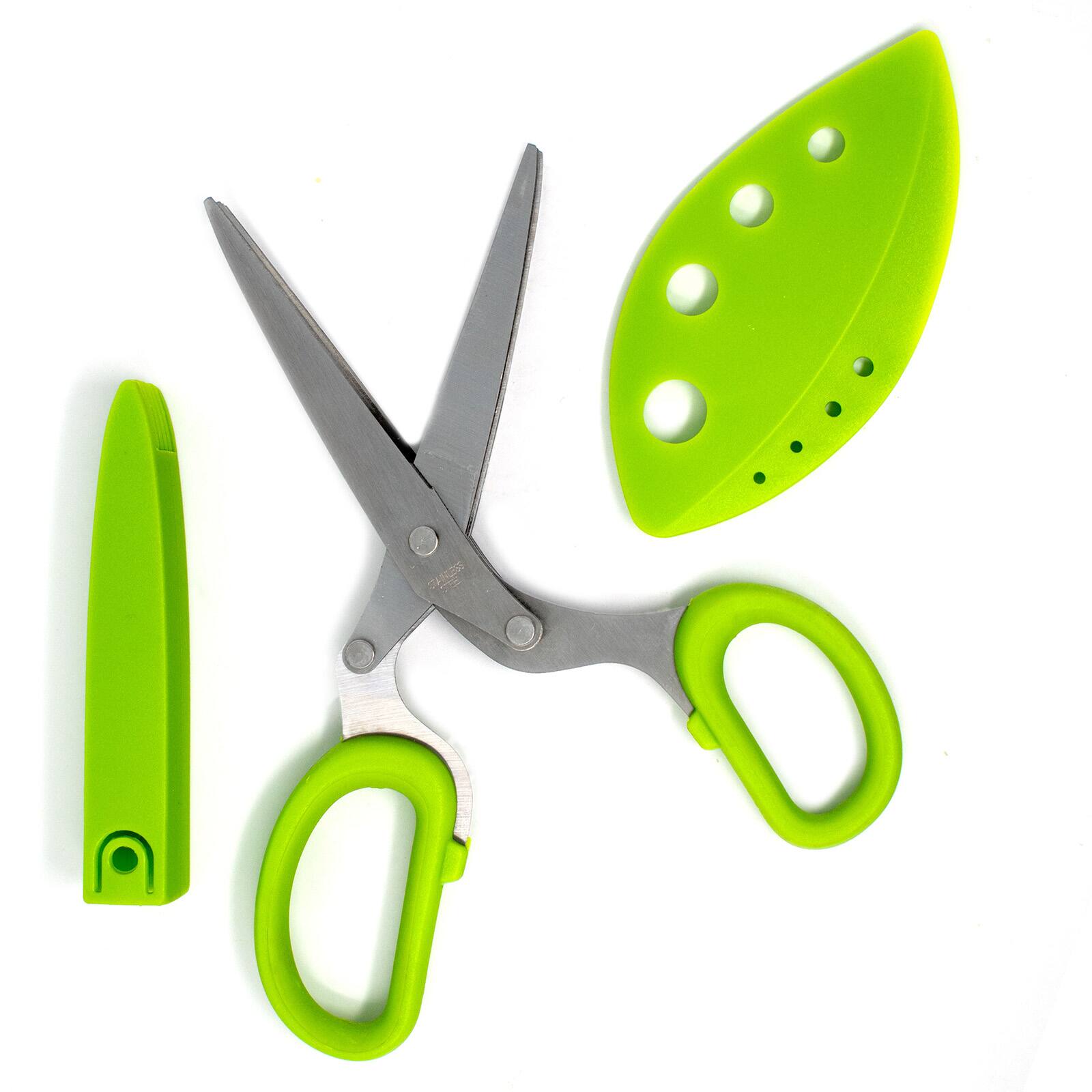 Alt View 1. Norpro - Multi Blade Herb Shears with Storage Sheath - Green.