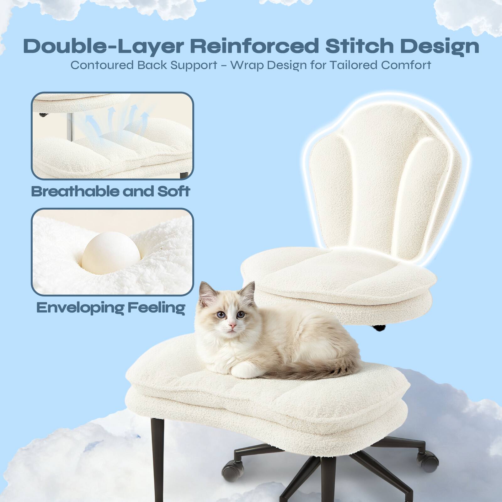 Double-Layer Reinforced Stitch Design  
Contoured Back Support - Wrap Design for Tailored Comfort  

Breathable and Soft  

Enveloping Feeling