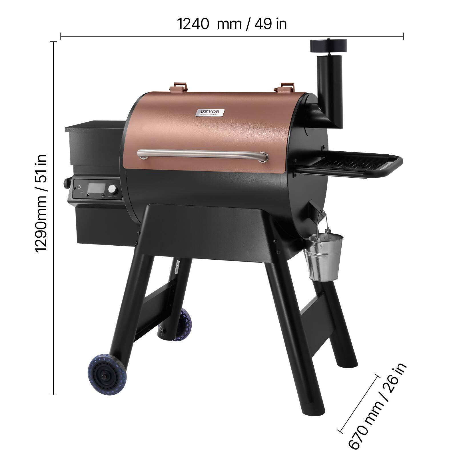 1240 mm / 49 in  
VEVOR  
1290mm / 51 in  
670 mm / 26 in