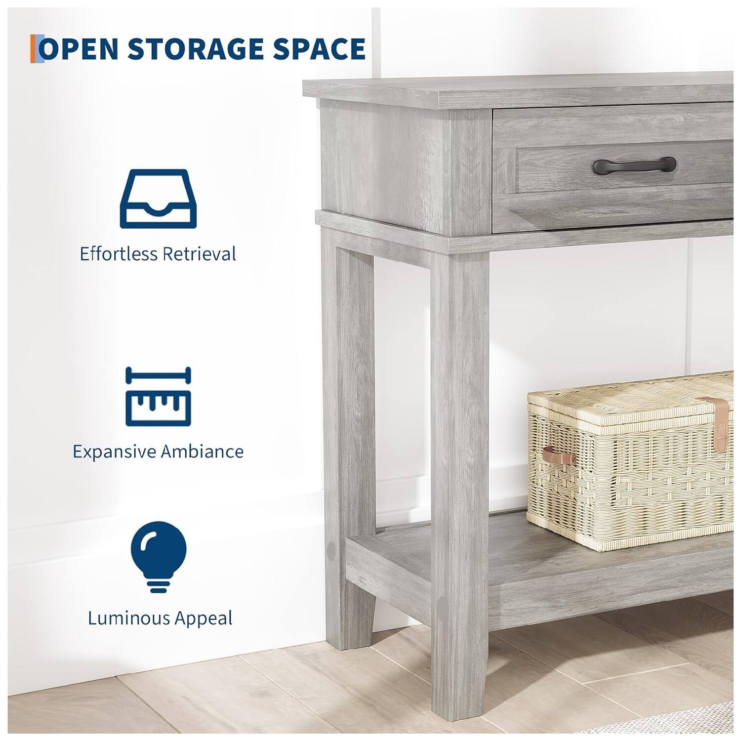 OPEN STORAGE SPACE  
Effortless Retrieval  
Expansive Ambiance  
Luminous Appeal
