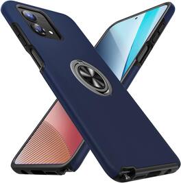 Entronix - Protective Phone Case for Moto G Power 2024 with 360° Ring Gripstand - Navy