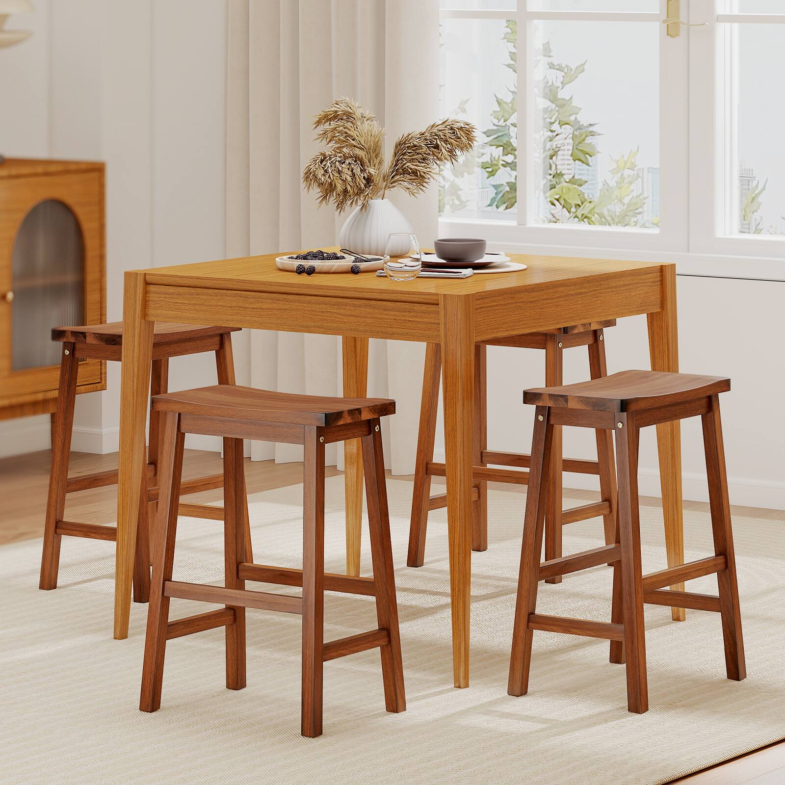 Alt View 7. Gymax - Gymax Saddle-Seat Counter Height Stools Set of 4 Backless Barstools w/ Curved Seat - Brown.