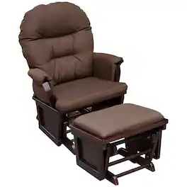 Homcom - Nursery Glider Rocking Chair w/Ottoman: Thick Padded Cushion Seating Wood Base - Brown