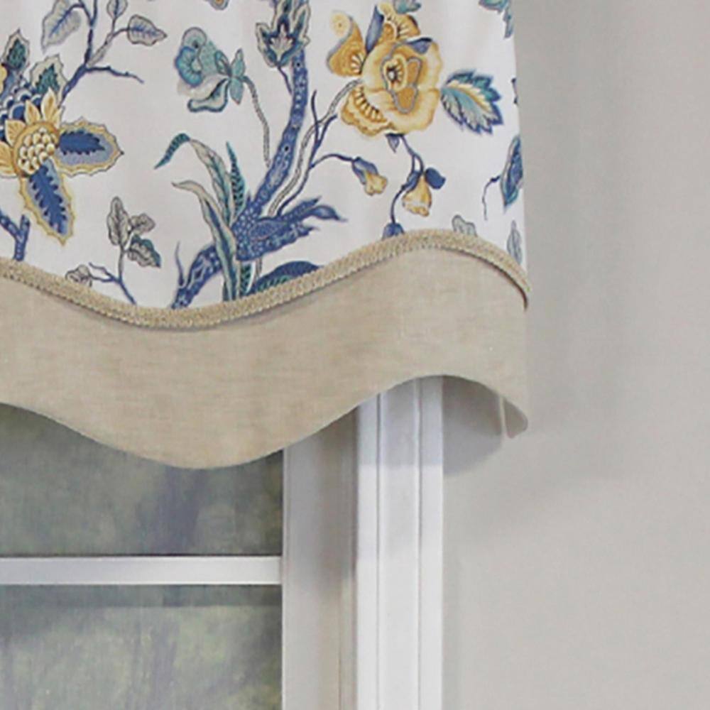 Left. RLF Home - RLF Home Gianna Glory Valance White. 3" Rod Pocket, Layered, Trimmed. 50" x 16" - White.
