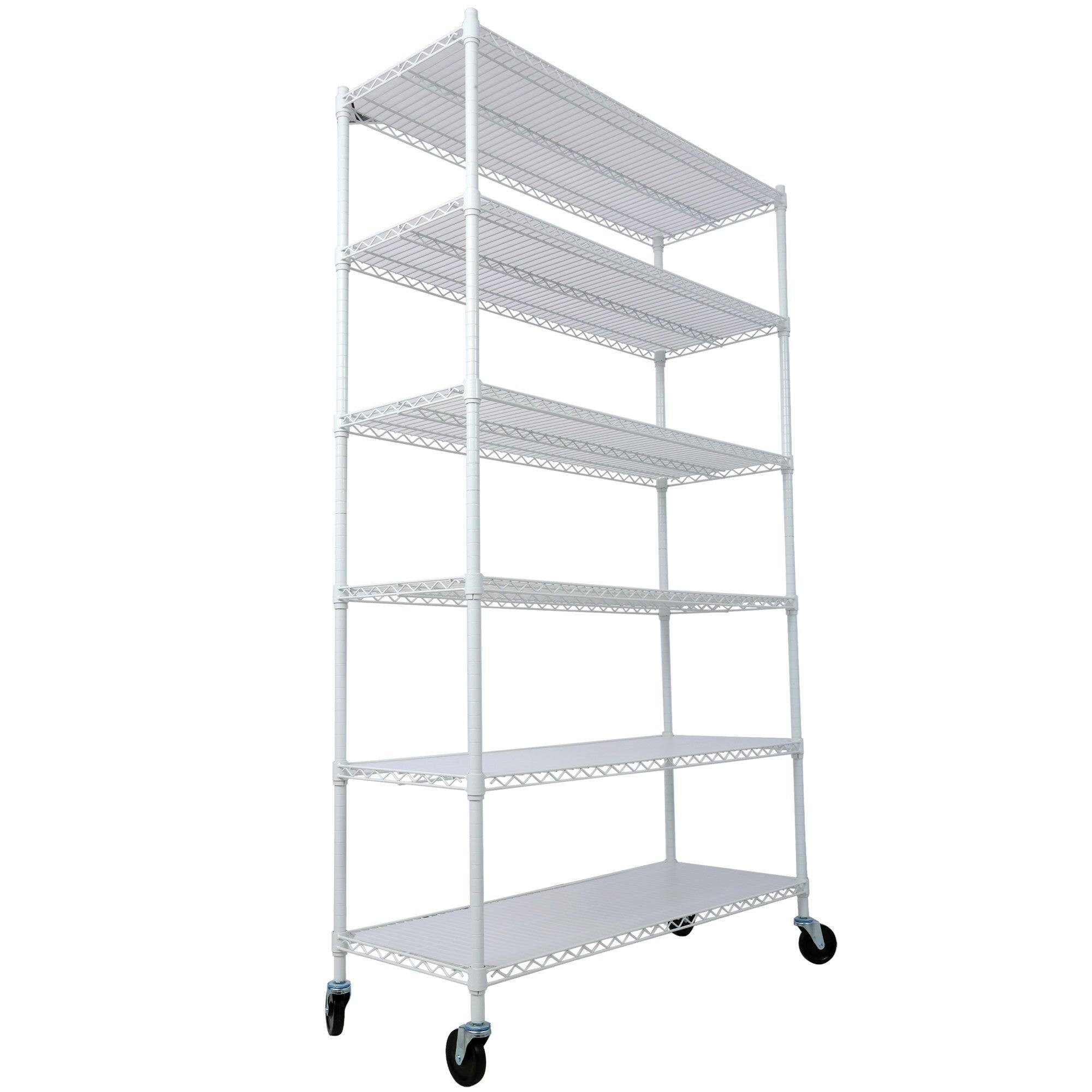 Alt View 1. Boyel Living - 6 Tier Metal White Shelf Wire Shelving Heavy Duty Adjustable Storage Rack with Wheels Shelf Liners 82H x 48L x 18D - White.