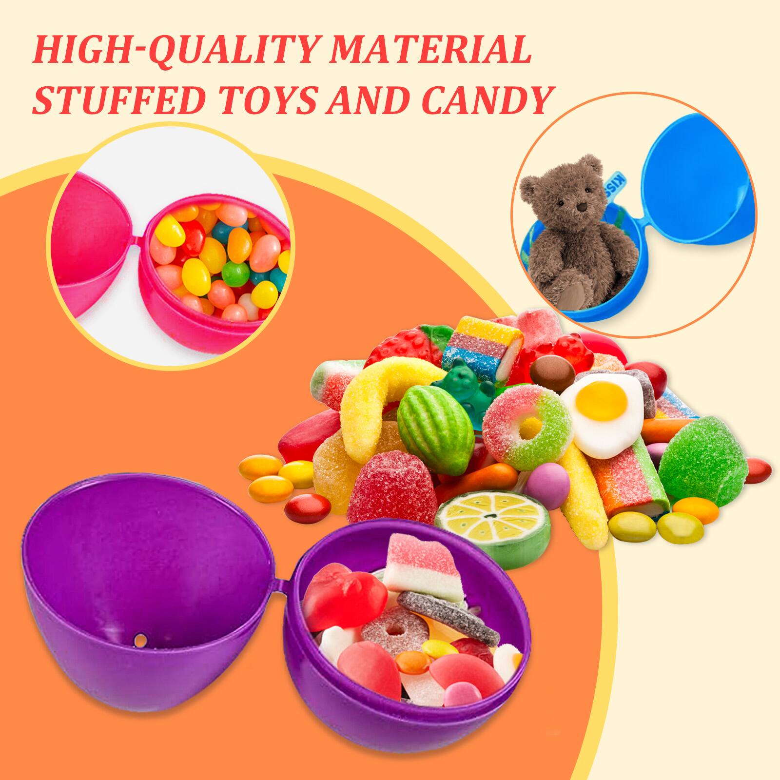 HIGH-QUALITY MATERIAL  
STUFFED TOYS AND CANDY
