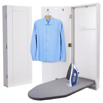 Front. Ivation - Ironing Board, Wall Mounted Ironing Board Cabinet W/Left Side Door & Release Lever - White.