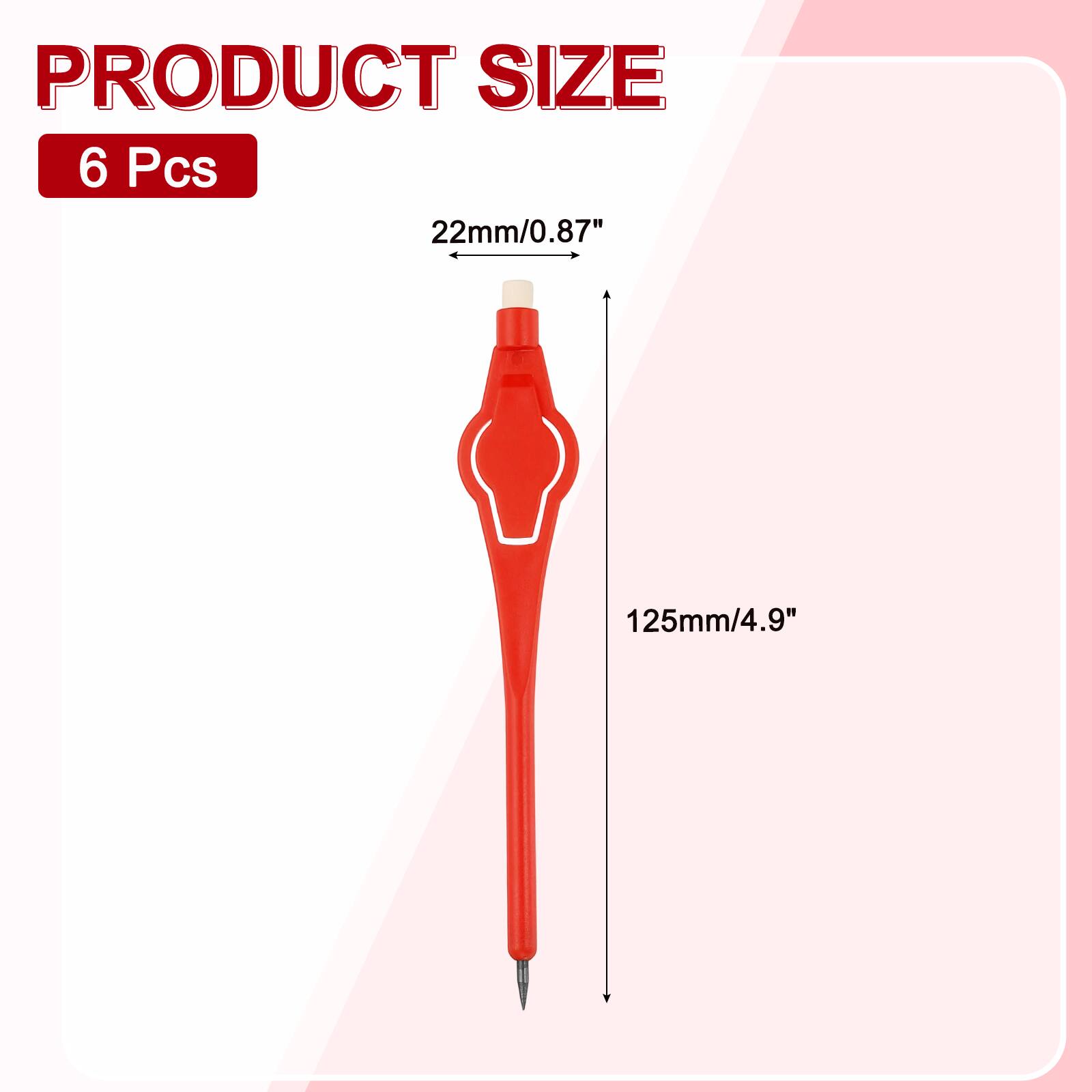 PRODUCT SIZE  
6 Pcs  
22mm/0.87"  
125mm/4.9"
