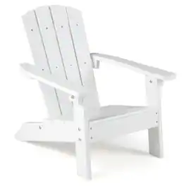 Costway - Kids Adirondack Chair with High Backrest Armrests Fire Pit Chair for Kids Ages 3-8 - White