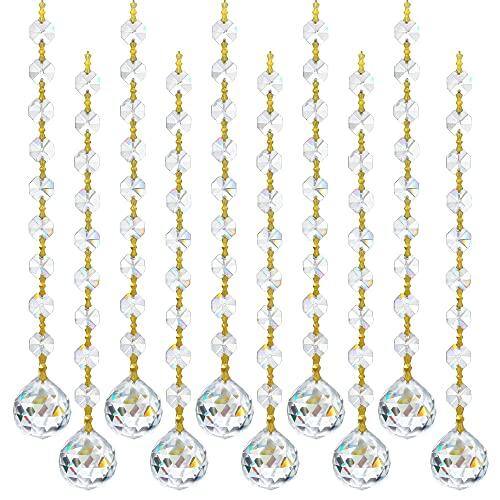 Front. Fabibe - 10pcs Crsytal Crystal Garland Strands Hanging Glass Chandelier Beads Chains 20mm Balls Prisms With Pendants Parts - Balls.
