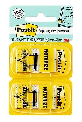 100 Post-it flags  
flags | languettes | banderitas  
1 IN/PO/PULG X 1.7 IN/PO/PULG (25.4 mm X 43.2 mm)  
3M NZE BZ  
NOTARIZE  
Post-it