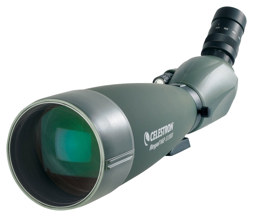 Angle View: Celestron - Regal M2 100ED 22-67 x 100 Waterproof Spotting Scope - Green/Silver