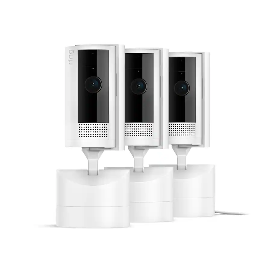 Ring 3-Pack Pan-Tilt Indoor Security Cam with 360° Horizontal Pan Coverage, Live View Two-Way Talk, and HD Video White