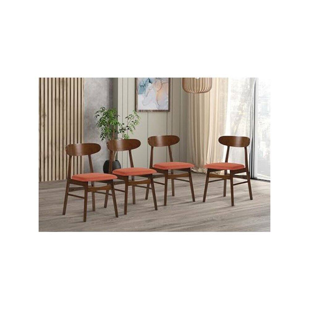 Alt View 5. New Classic Furniture - Morocco Orange Solid Wood Dining Chair (Set of 4) - Orange.