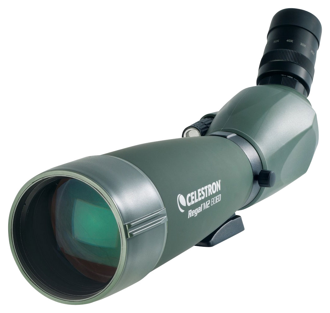 Angle View: Celestron - Regal M2 80ED 20-60 x 80 Waterproof Spotting Scope - Green
