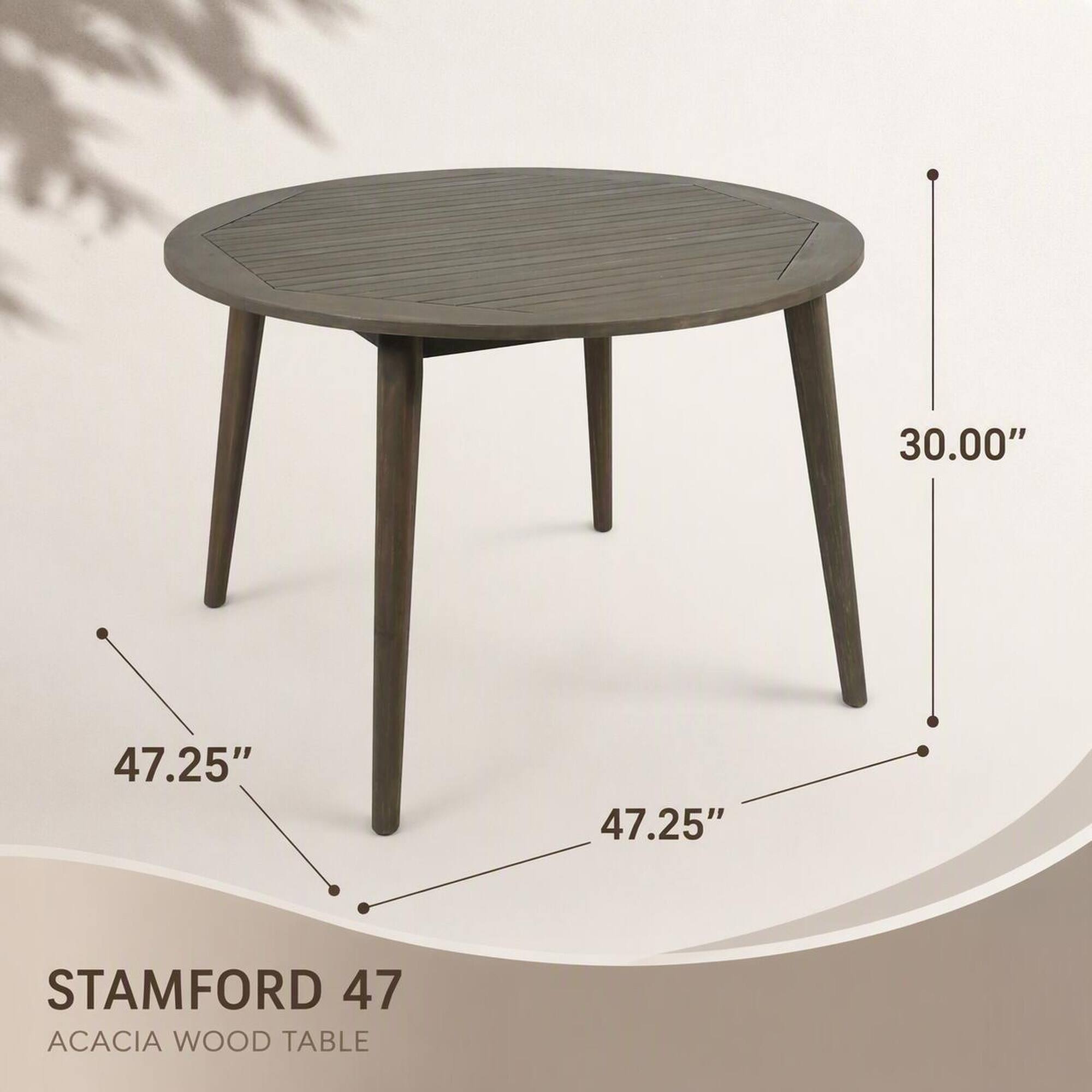 30.00"  
47.25"  
47.25"  
STAMFORD 47 ACACIA WOOD TABLE