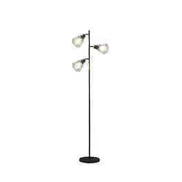 Hivvago - 66 Inch Metal Three Light Tree Floor Lamp With Metal Cage Shade - Black