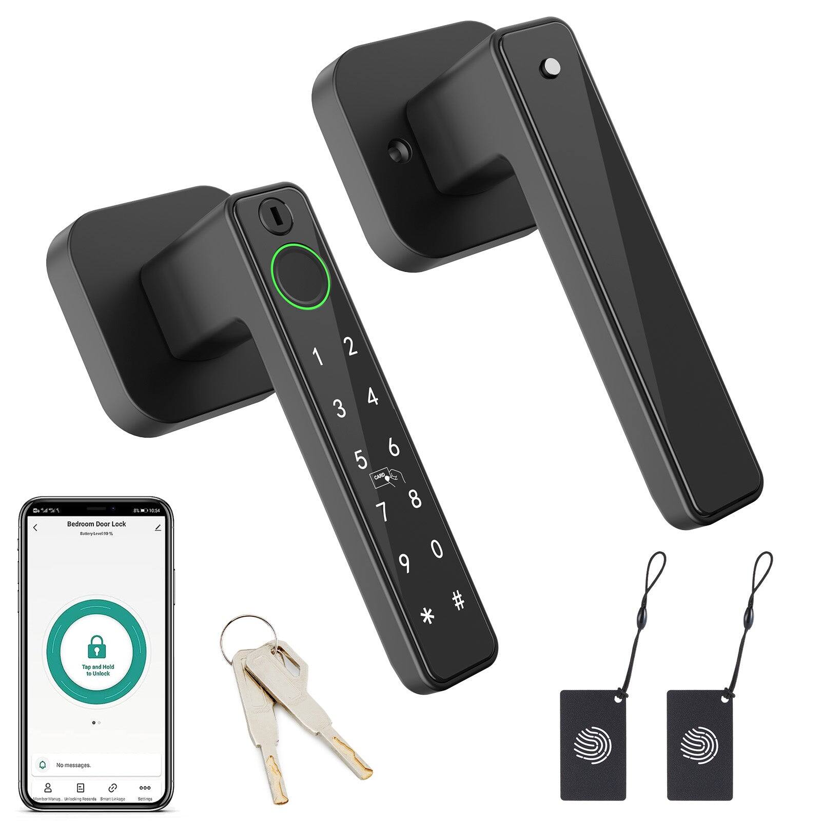 Bedroom Door Lock  
Auto-locking: 100%  
Two-finger hold to unlock  
No messages.