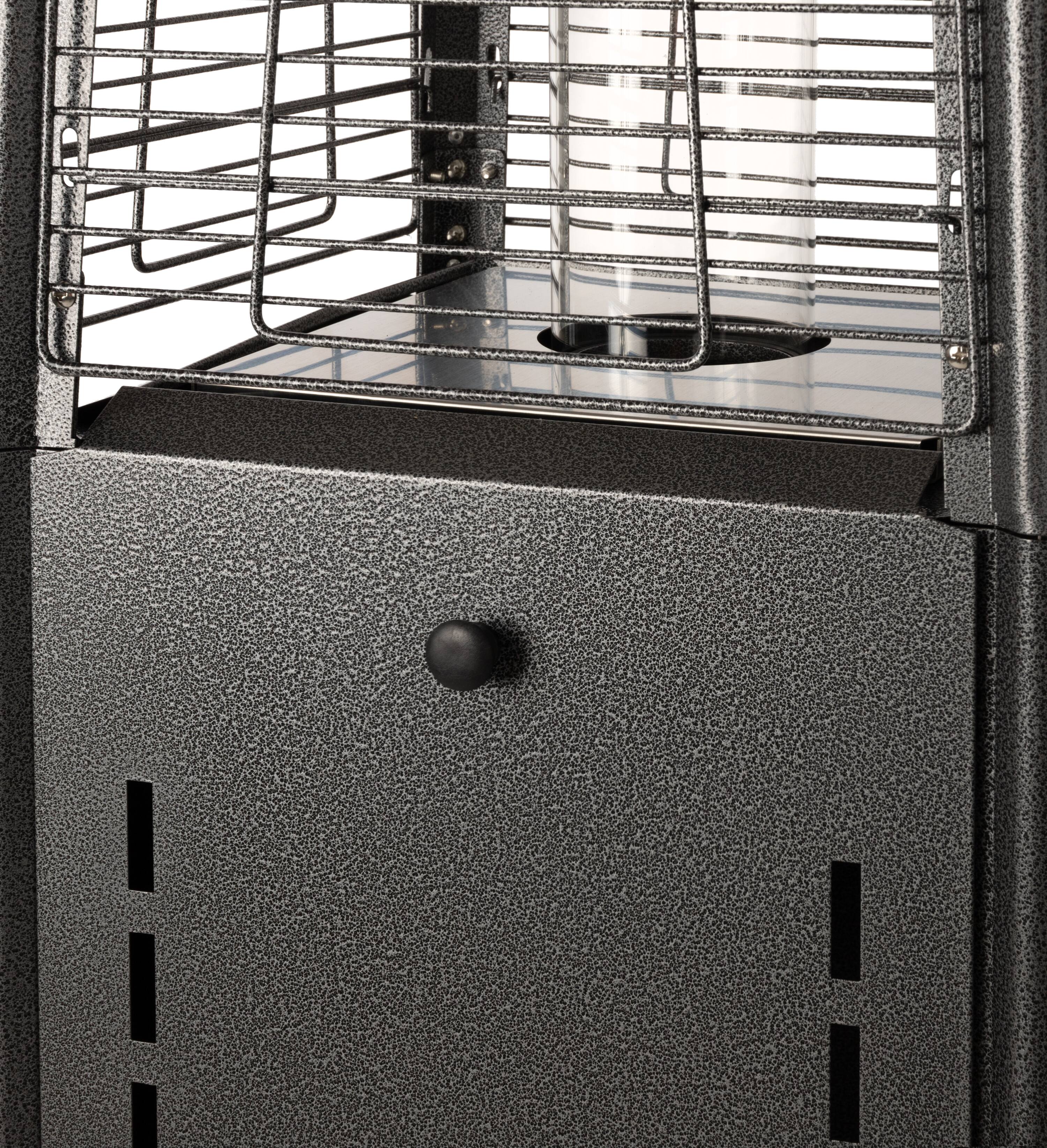 Alt View 7. Fire Sense - Hammered Square Pyramid Flame Patio Heater - Platinum.