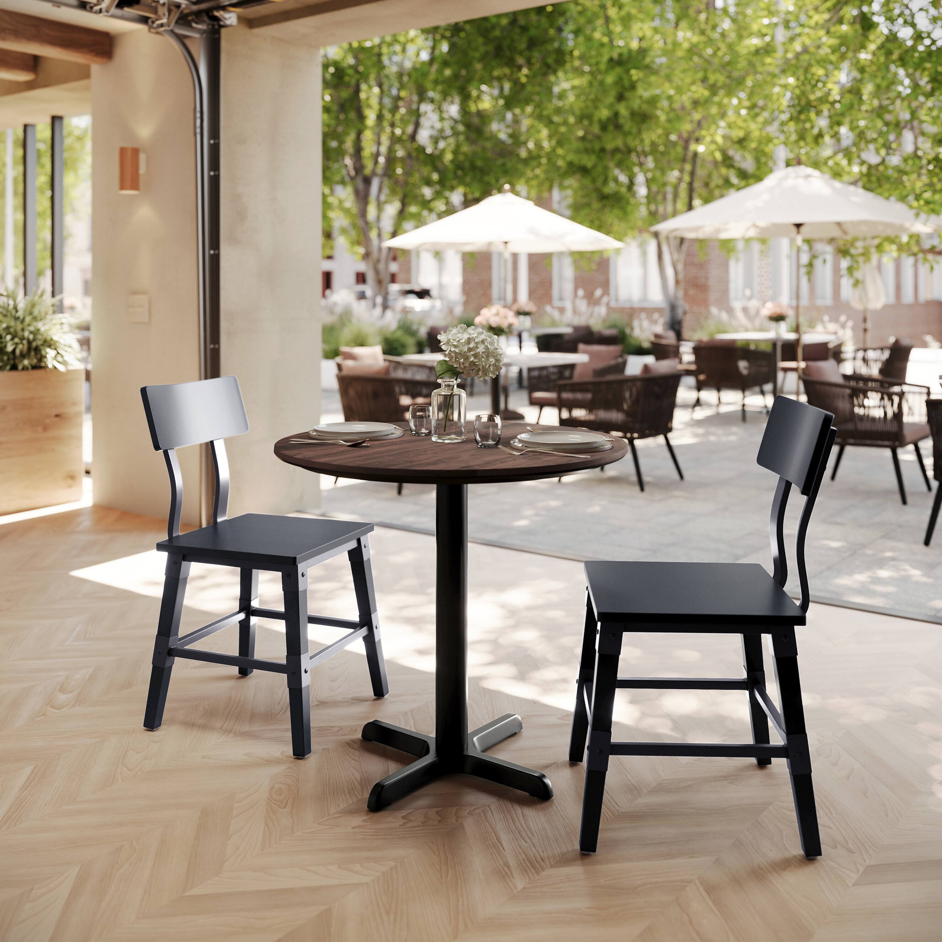 Alt View 1. Emma + Oliver - PureShield Tabletop with Seam-Free Surface Innovation and Table Height X-Base - Dark Brown/Black Base.