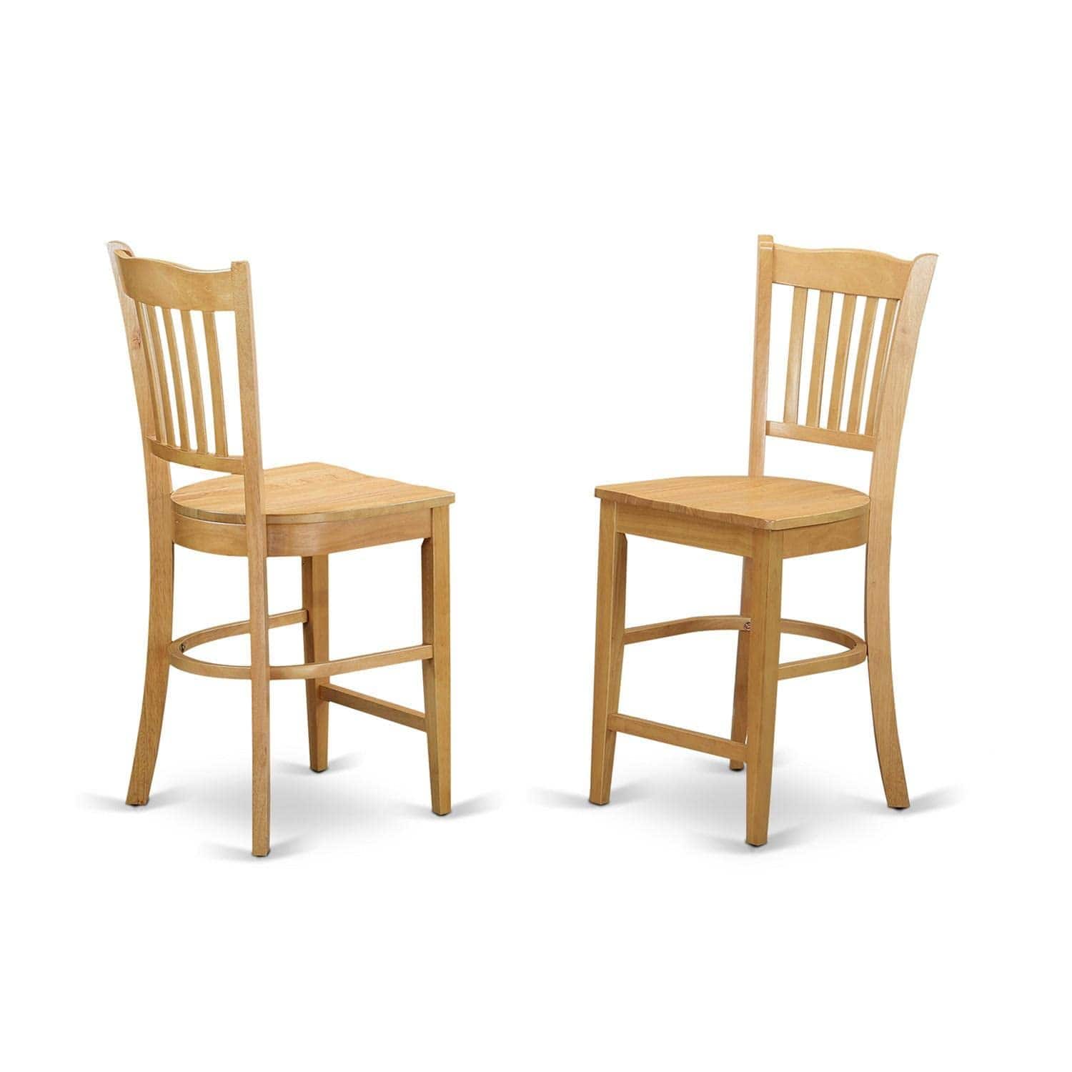 JETRANSPORT - Grsw Groton Counter Height Stools - Slat Wood Seat Chairs Set Of 2 Polyester BlendDINNER CHAIR - Oak