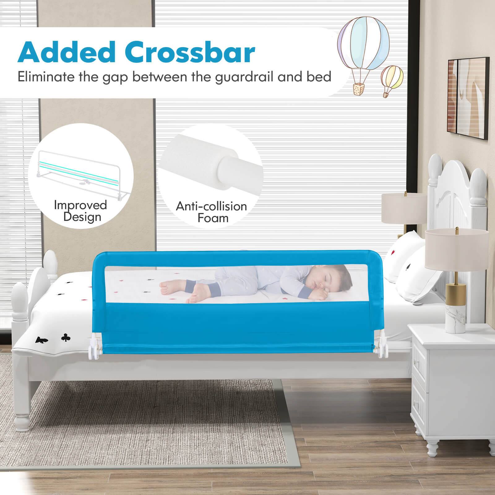 Added Crossbar  
Eliminate the gap between the guardrail and bed  

Improved Design  
Anti-collision Foam