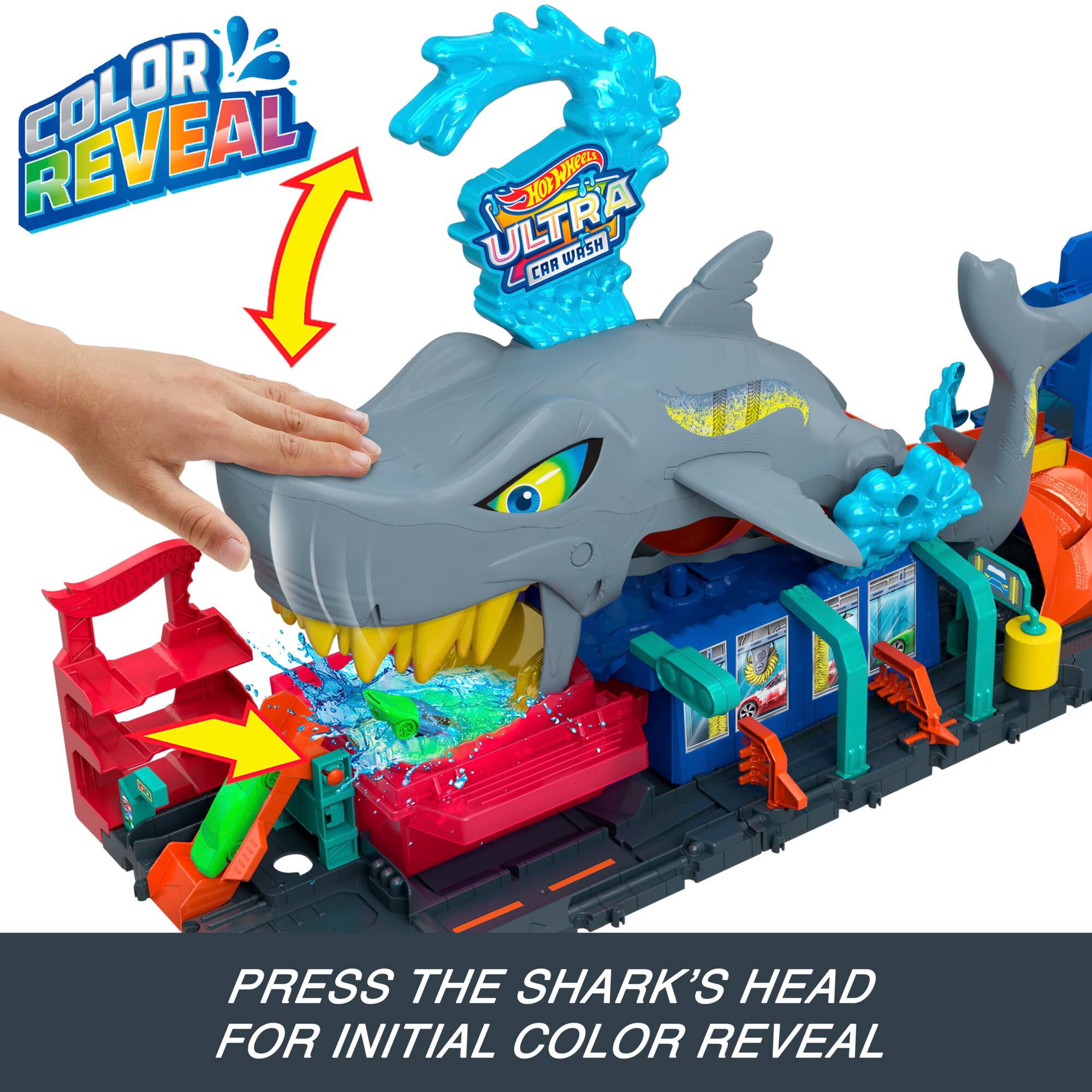 Color Reveal: Press the shark's head for initial color reveal.