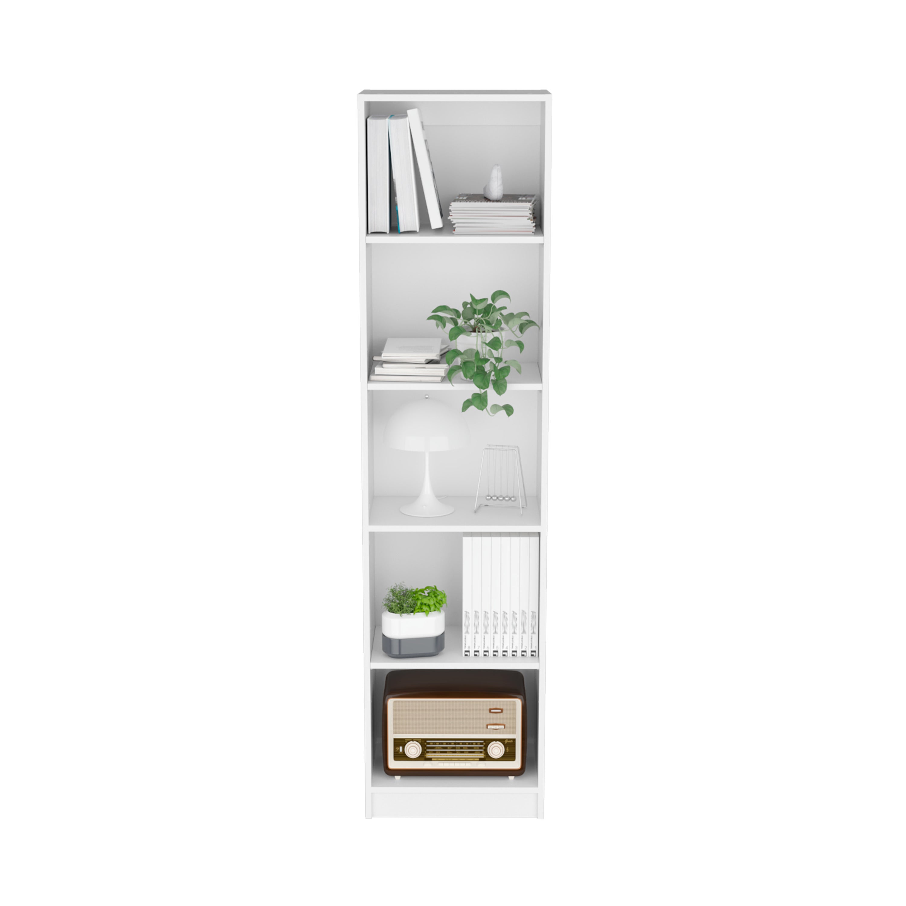 Back. Depot Eshop - Vinton XS Bookcase Compact Bookshelf with Multiple Shelves - White.