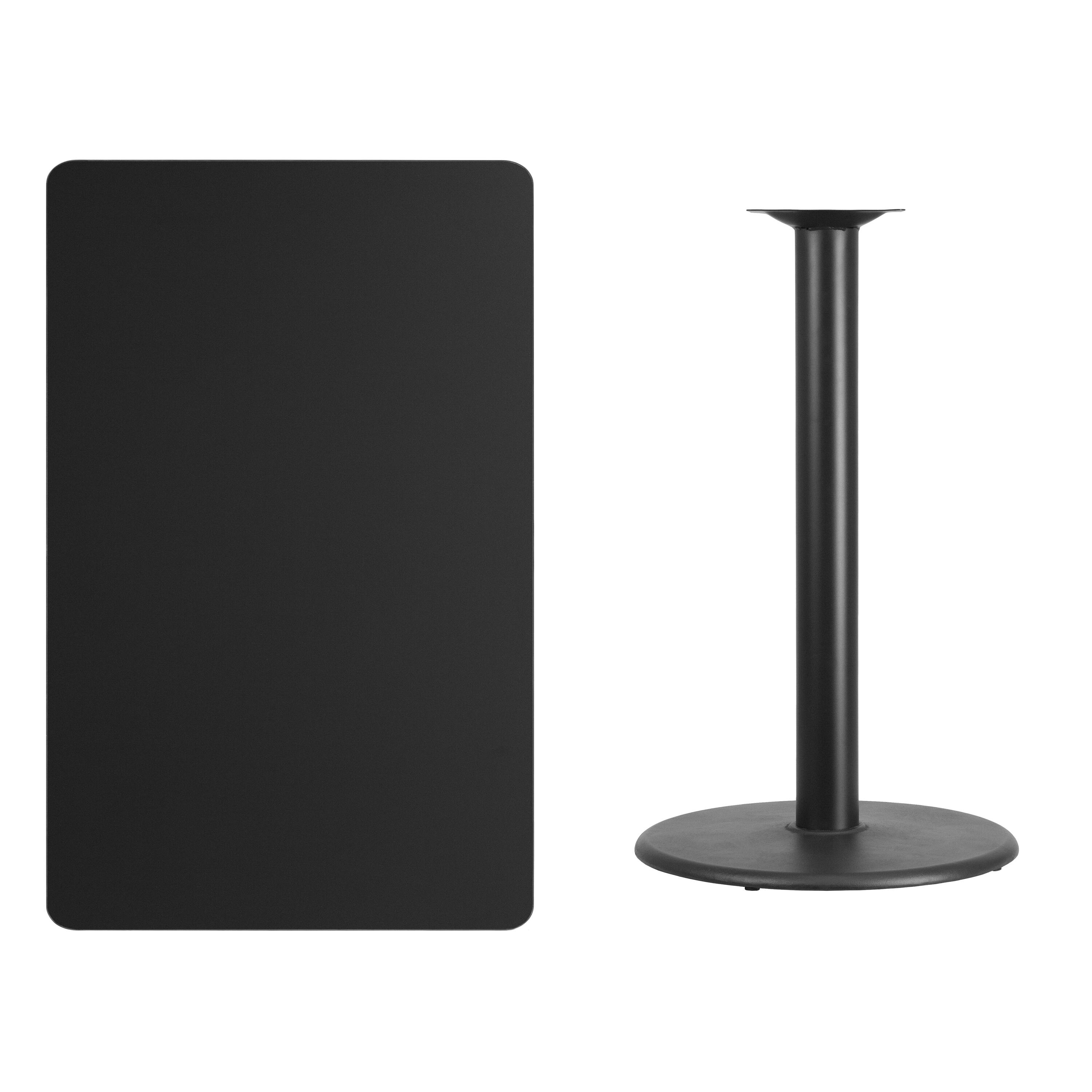Alt View 2. Emma + Oliver - 30"x48" Rectangular Laminate Bar Table with 24" Round Base - Black.
