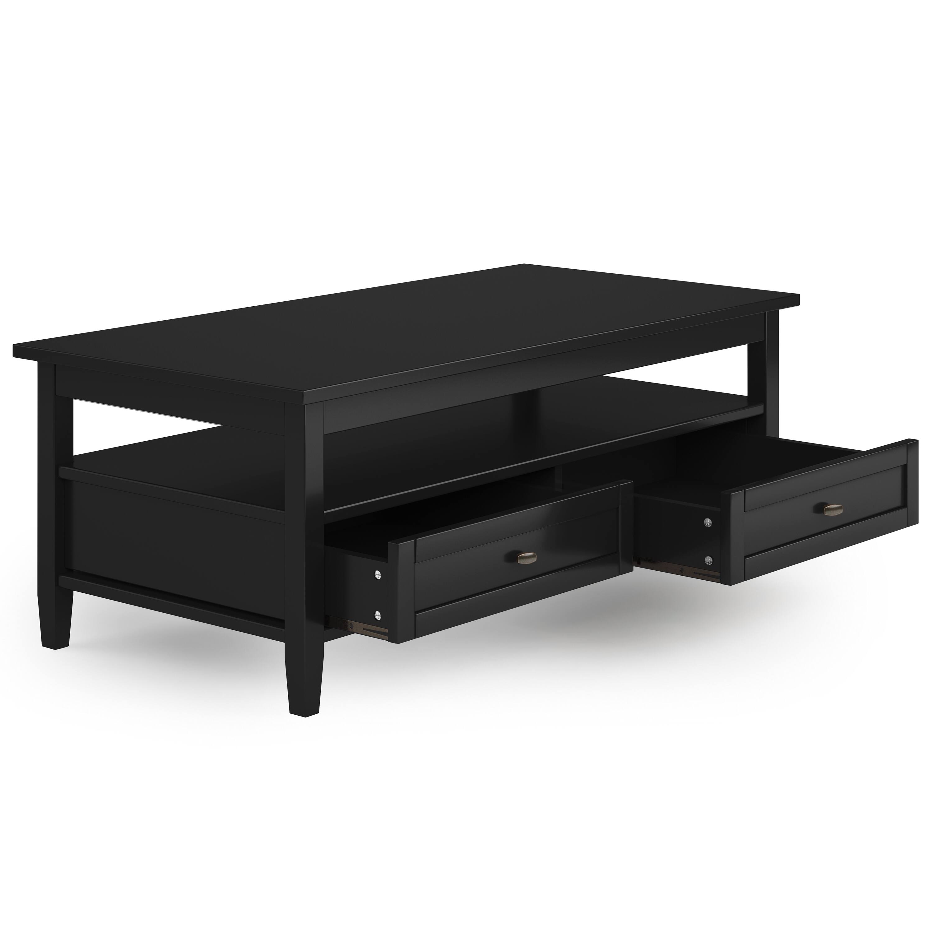 Left. Simpli Home - Warm Shaker 48 inch Coffee Table with 14 inch End Tables (Set of 3) - Black.