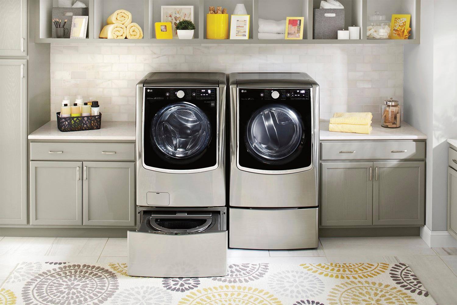 Alt View 18. LG - 27" Laundry Pedestal with Storage Drawer - Graphite Steel.