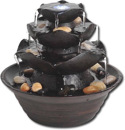 Angle Standard. Bond - Quinn Lighted Water Fountain - Black.