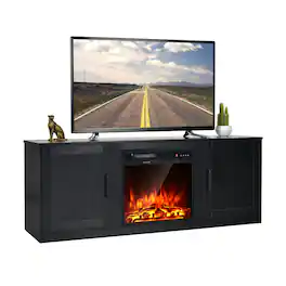 Ecooso - 58 Inch TV Stand with 1500W Electric Fireplace Insert for TVs up to 65 Inch - Black