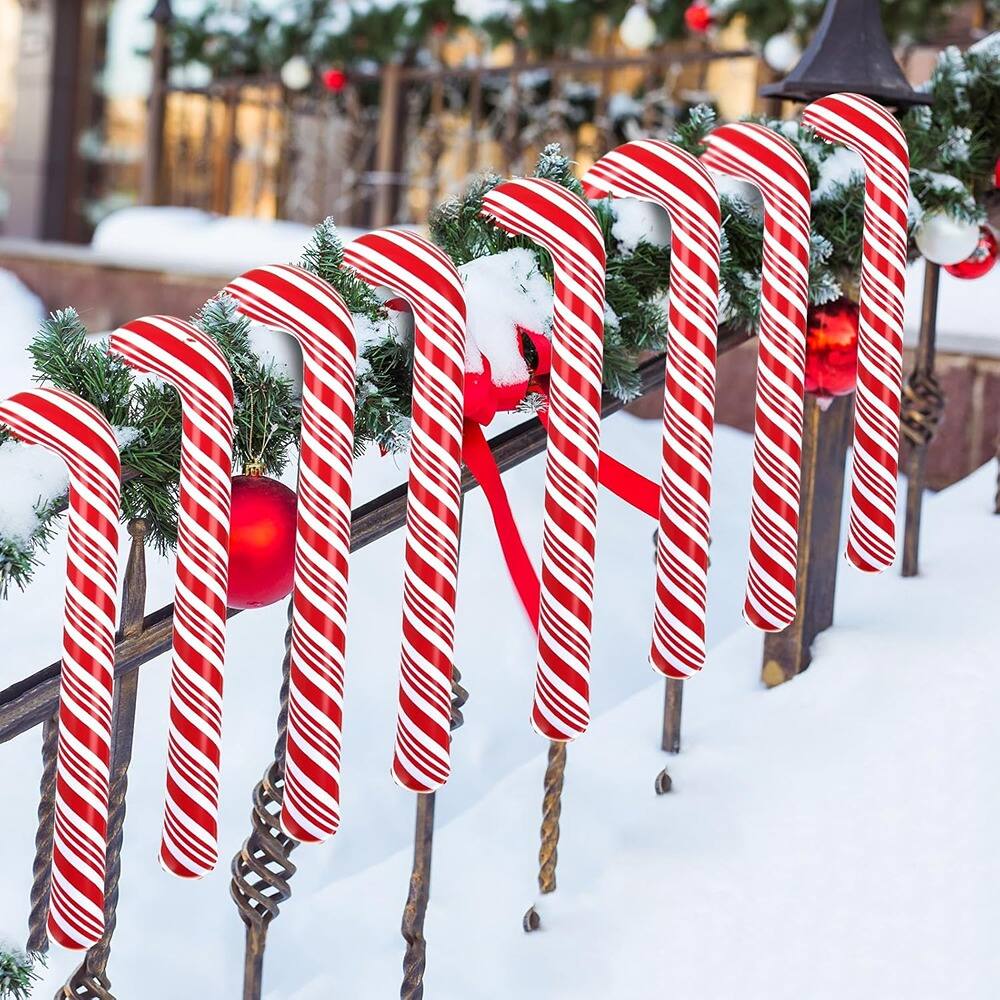 Front. PARKER SLATER - 20-Pc 35" Inflatable Candy Canes – Cute Outdoor Christmas Yard Decor - Red + White.