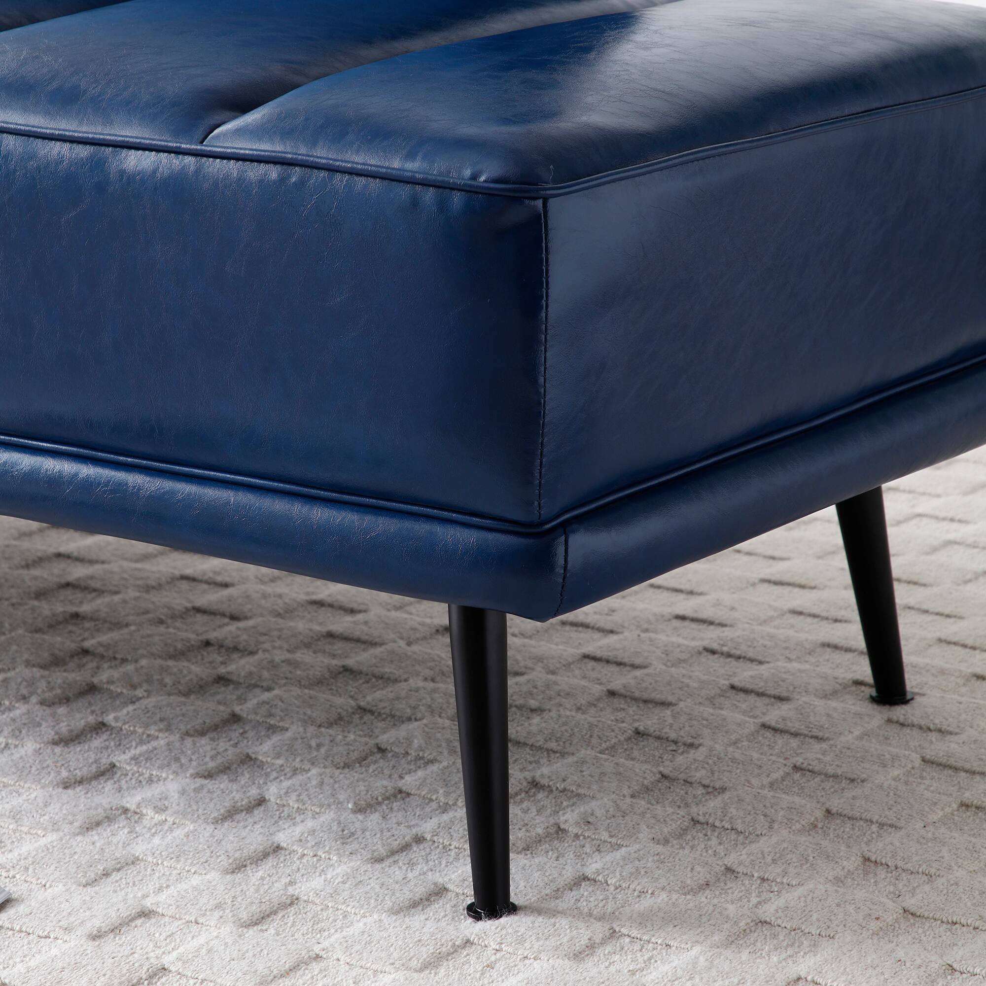 Alt View 2. GOODSILO - Modern Upholstered Bench with Swivel Tray and Side Table for Bedroom and Living Room - Blue.