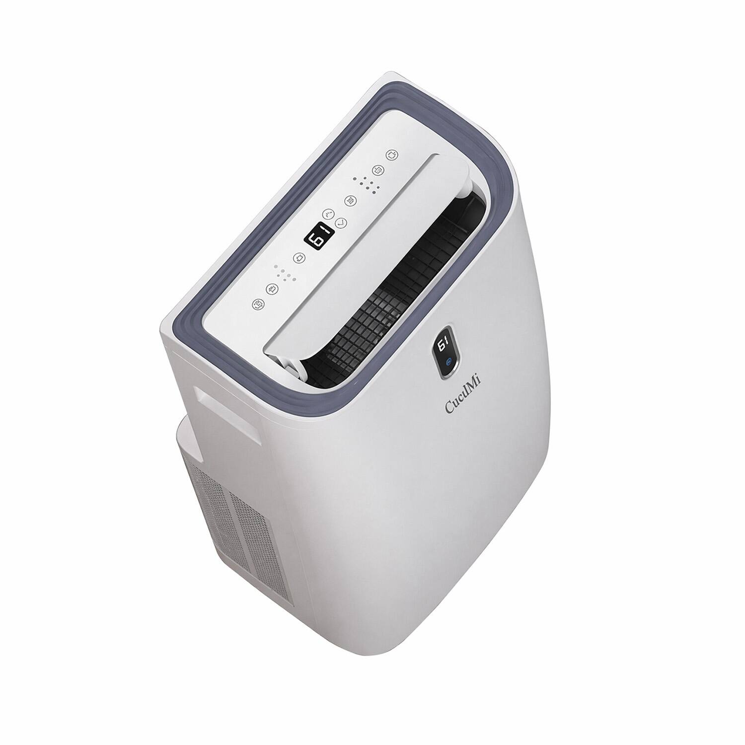 Left. JUJABU - 14000 BTU Portable Air Conditioner with WiFi & Remote Control, Cools Rooms Up to 700 Sq.Ft, Auto Swing, White - White.