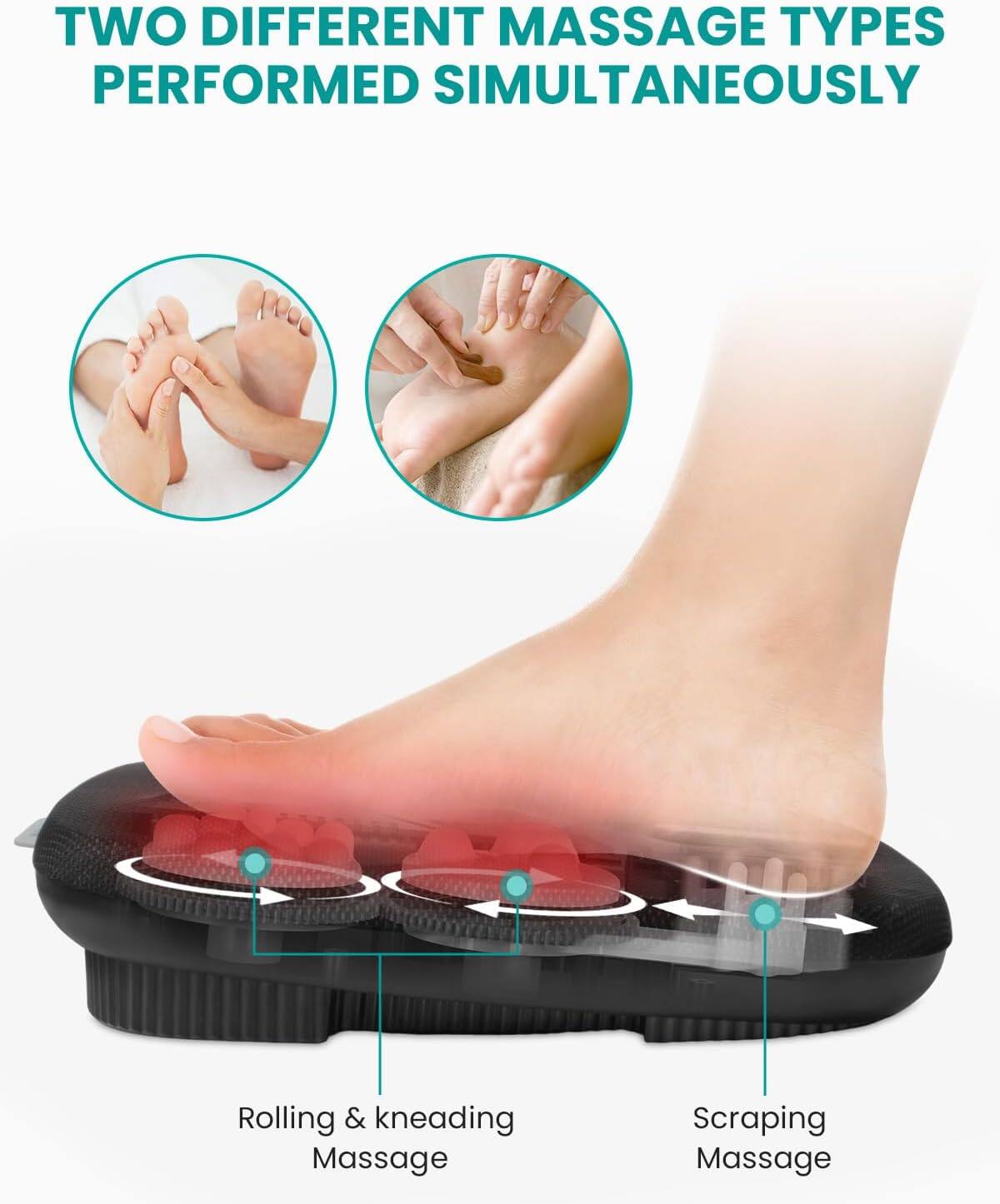 TWO DIFFERENT MASSAGE TYPES PERFORMED SIMULTANEOUSLY
Rolling & kneading Massage
Scraping Massage