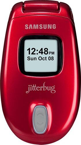 Front Standard. Jitterbug - Samsung No-Contract Mobile Phone - Red.
