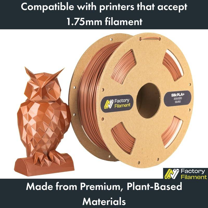 Compatible with printers that accept 1.75mm filament

Factory Filament Silk PLA+ 200/220 55/80

Made from Premium, Plant-Based Materials