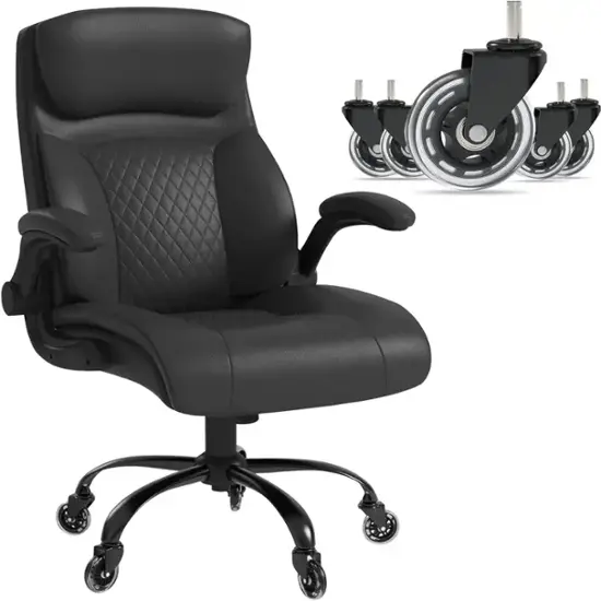 Bestier High Back Gaming Chair with Quiet Rubber Wheels Executive Office Chair with Armrests Big and Tall Black USBBY H200327C BLK Best Buy