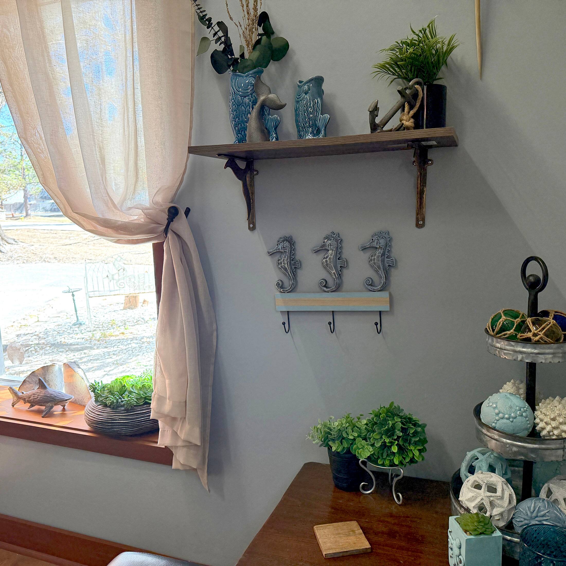 Alt View 5. Things2Die4 - Things2die4 Blue Distressed Seahorse Decorative Wall Hooks Rack, 11 Inch - Blue.