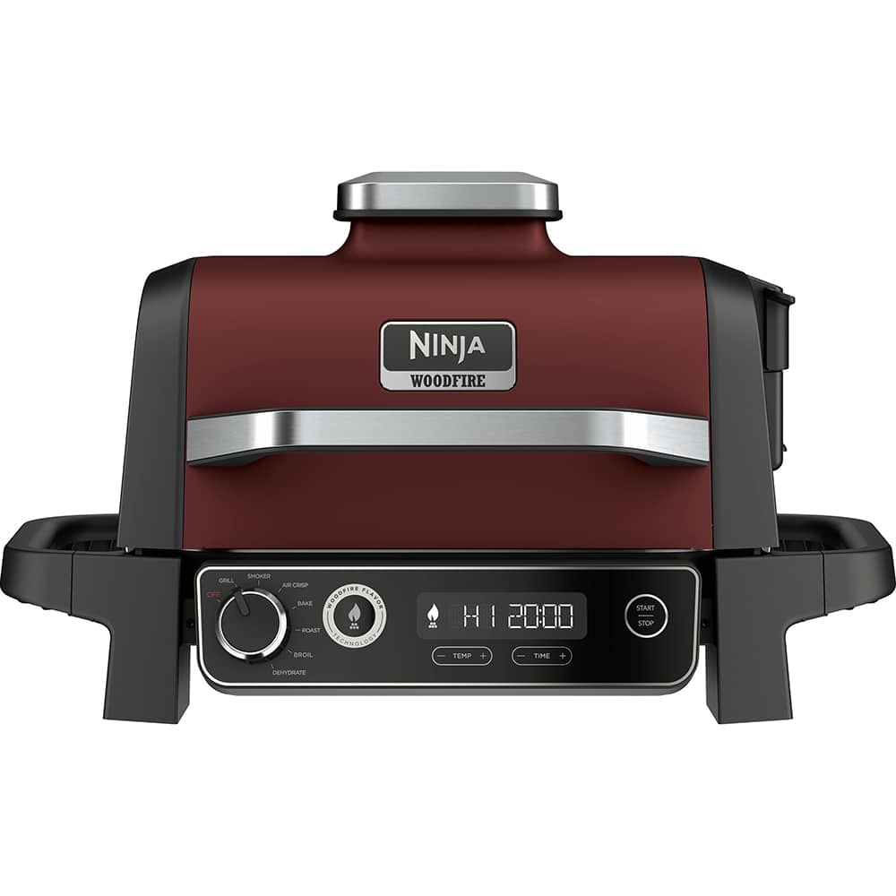 Ninja - Woodfire Outdoor Grill & Smoker, 7-in-1 Master Grill, BBQ Smoker, & Outdoor Air Fryer with Woodfire Technology - Red