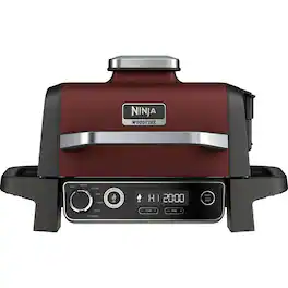Ninja - Woodfire Outdoor Grill & Smoker, 7-in-1 Master Grill, BBQ Smoker, & Outdoor Air Fryer with Woodfire Technology - Red