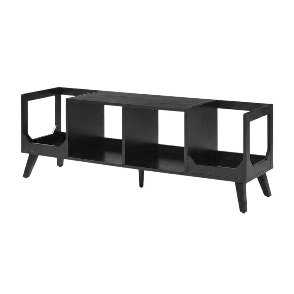 Crosley Furniture - Asheville Low Record Player Stand With Vinyl Storage - Black