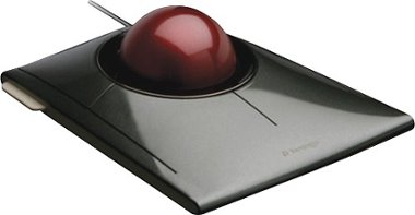 Kensington - SlimBlade Wired Trackball Ambidextrous Mouse with 4-button design - Graphite/Ruby Red - Front_Zoom