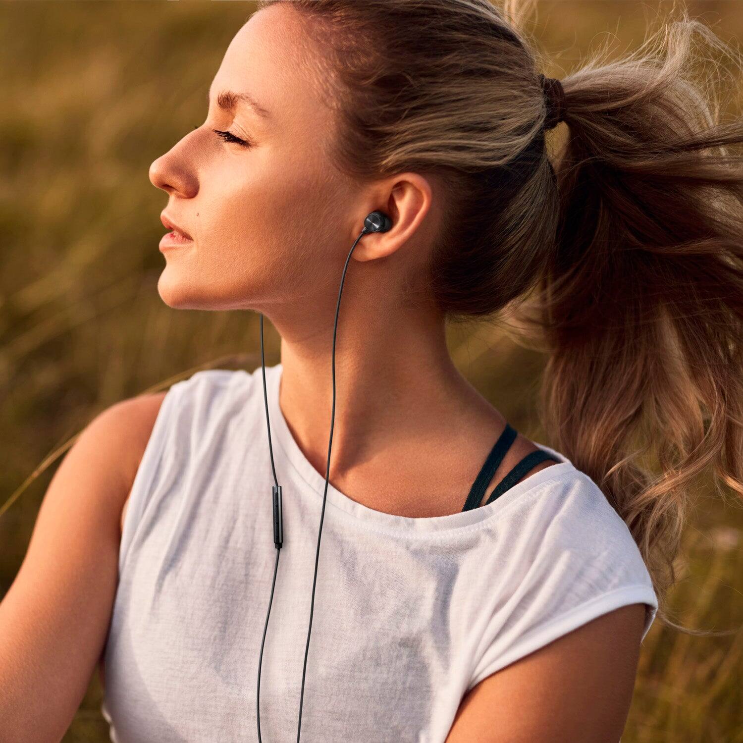 Back. Panasonic - ErgoFit In-Ear Earbud Headphones with Microphone, USB-C Compatible - Black.