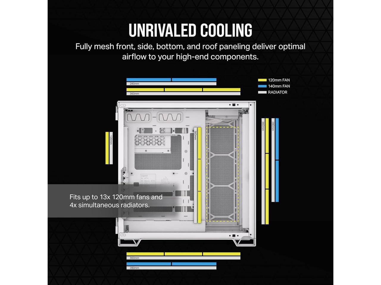 Alt View 7. CORSAIR - CORSAIR 6500D AIRFLOW Mid-Tower ATX Case – Tempered Glass – Reverse MB Support – White - White.
