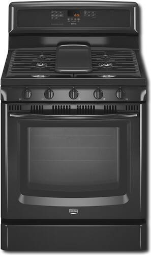 Front Standard. Maytag - 30" Self-Cleaning Freestanding Gas Convection Range - Black.