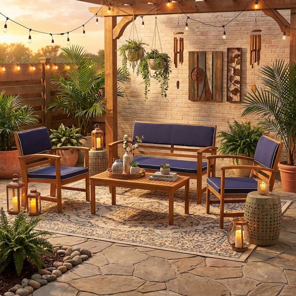 Outdoor Escape - Wooden Patio Set with Oil Finish - Brown price history on PriceWatchPro